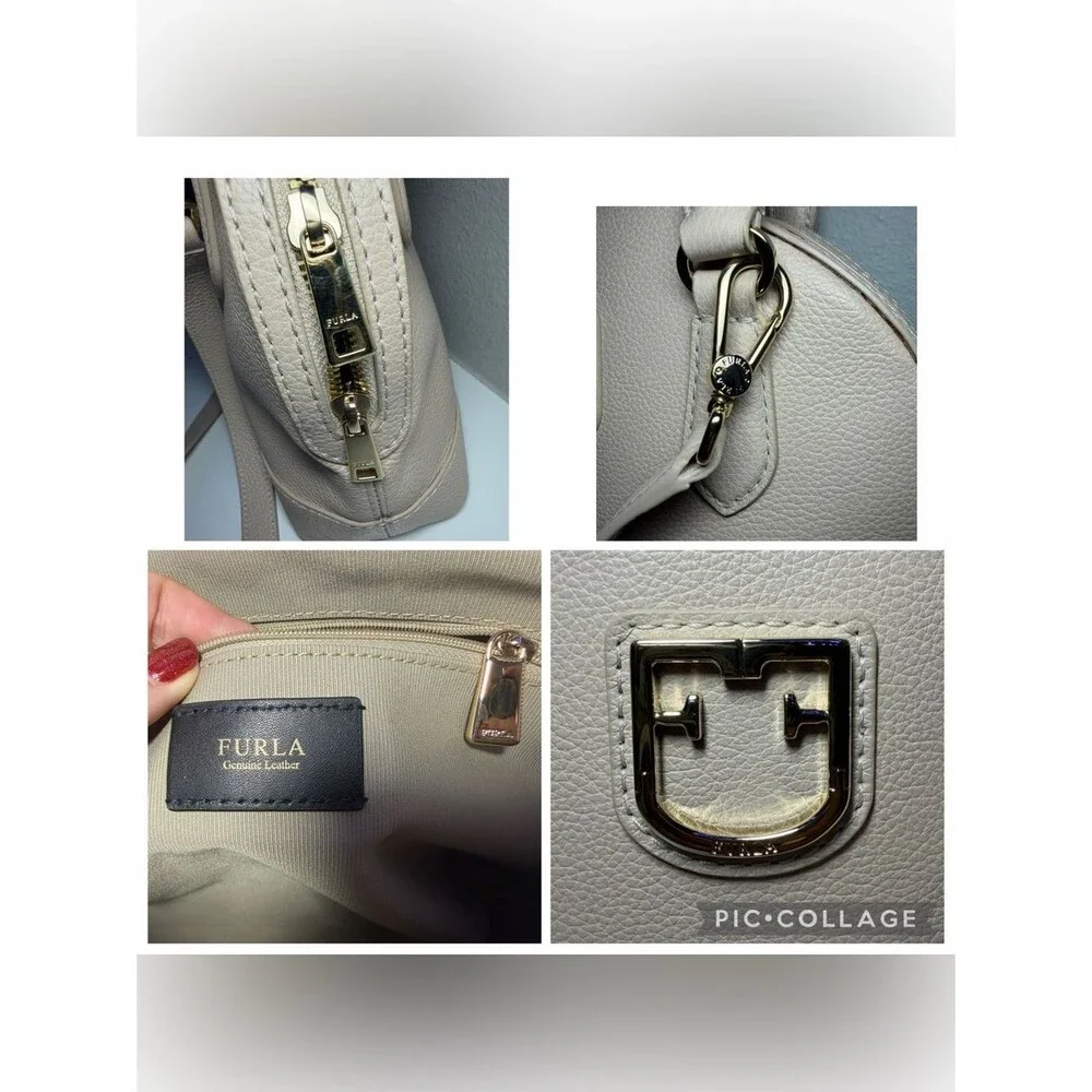 Furla Pebbled Dome Satchel in Pink/Beige